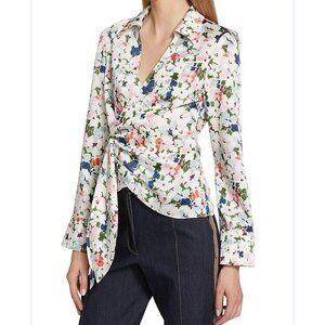 Cinq a sept Rou floral print wrap top , multi color, Size M